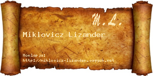 Miklovicz Lizander névjegykártya